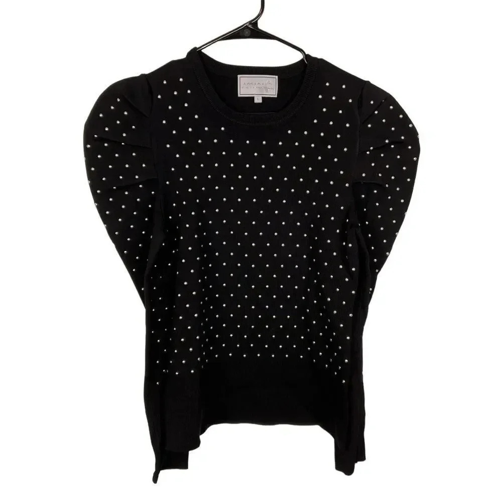 Apparalel Black Puff Shoulder Top Size L